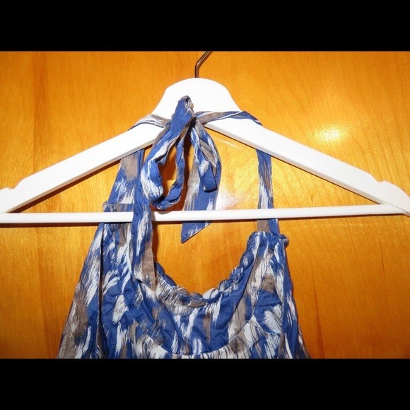 Loft Halter Tank Top Beachy Tribal Printed Brown Blue White Petite Small - Picture 4 of 4